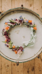 Alternative wedding, floral wreath of the bride Alternative wedding, floral wreath of the bride